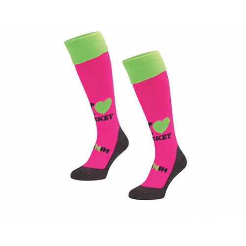 Fun Socks I Love Hockey (Pink)